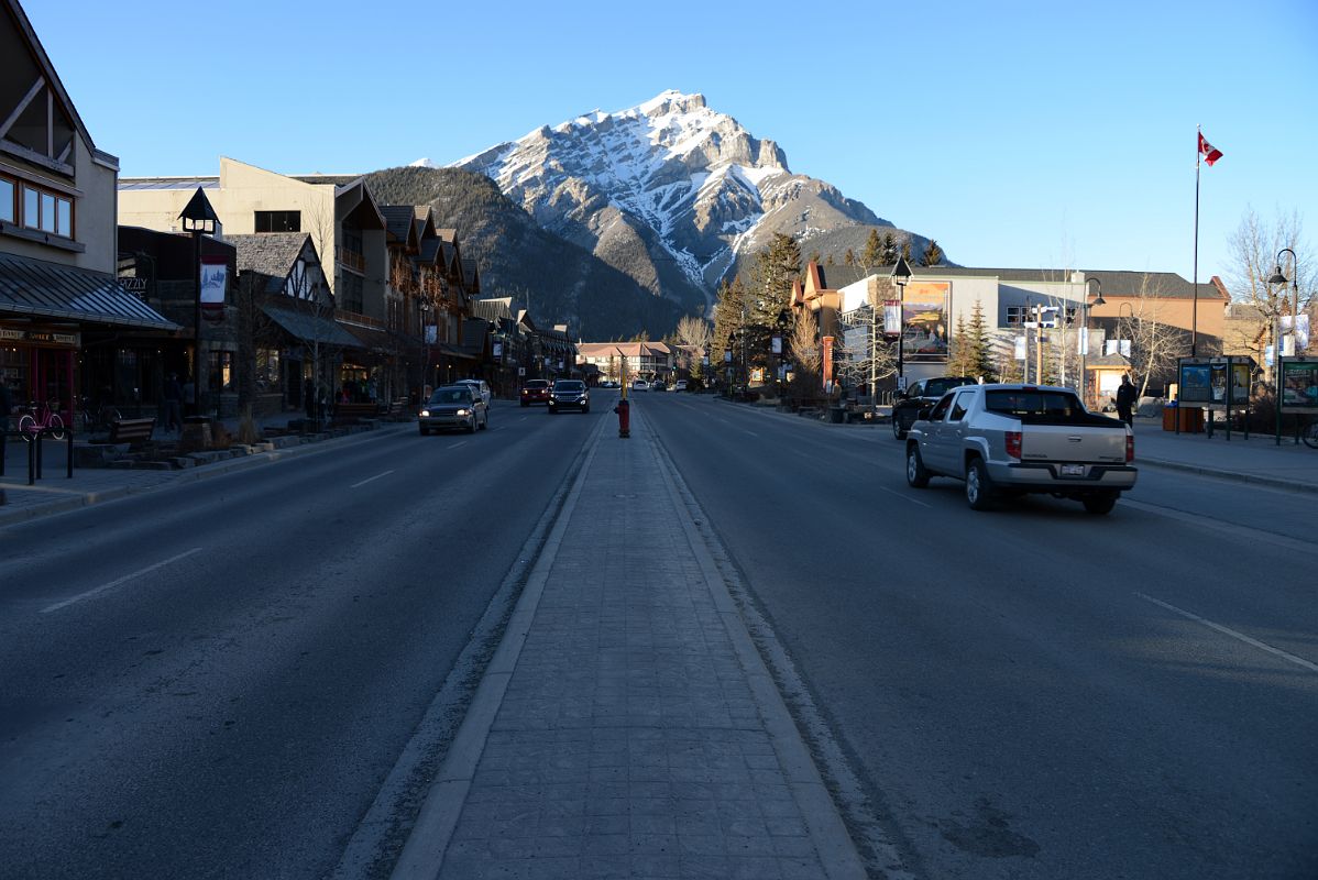 10C Looking Down Banff Avenue With Cascade Mountain Late Afternoon In Winter